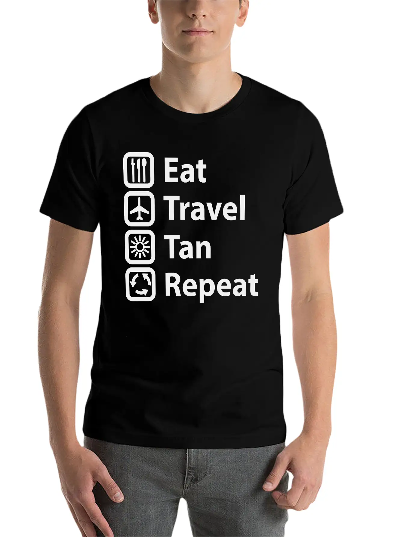 Eat Travel Tan Repeat Classic Cotton Tee – Unisex Comfort For Any Season