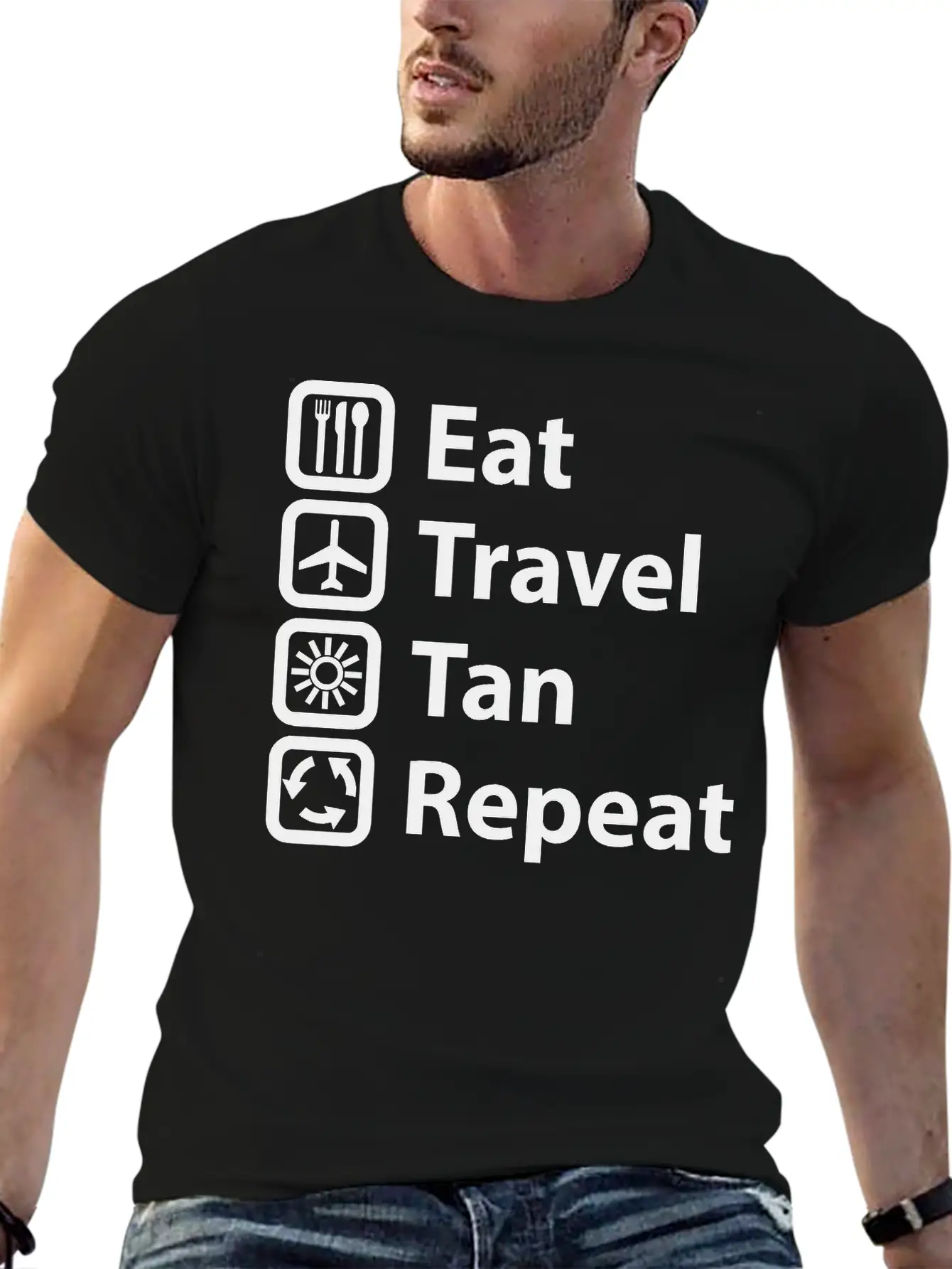 Eat Travel Tan Repeat Classic Cotton Tee – Unisex Comfort For Any Season