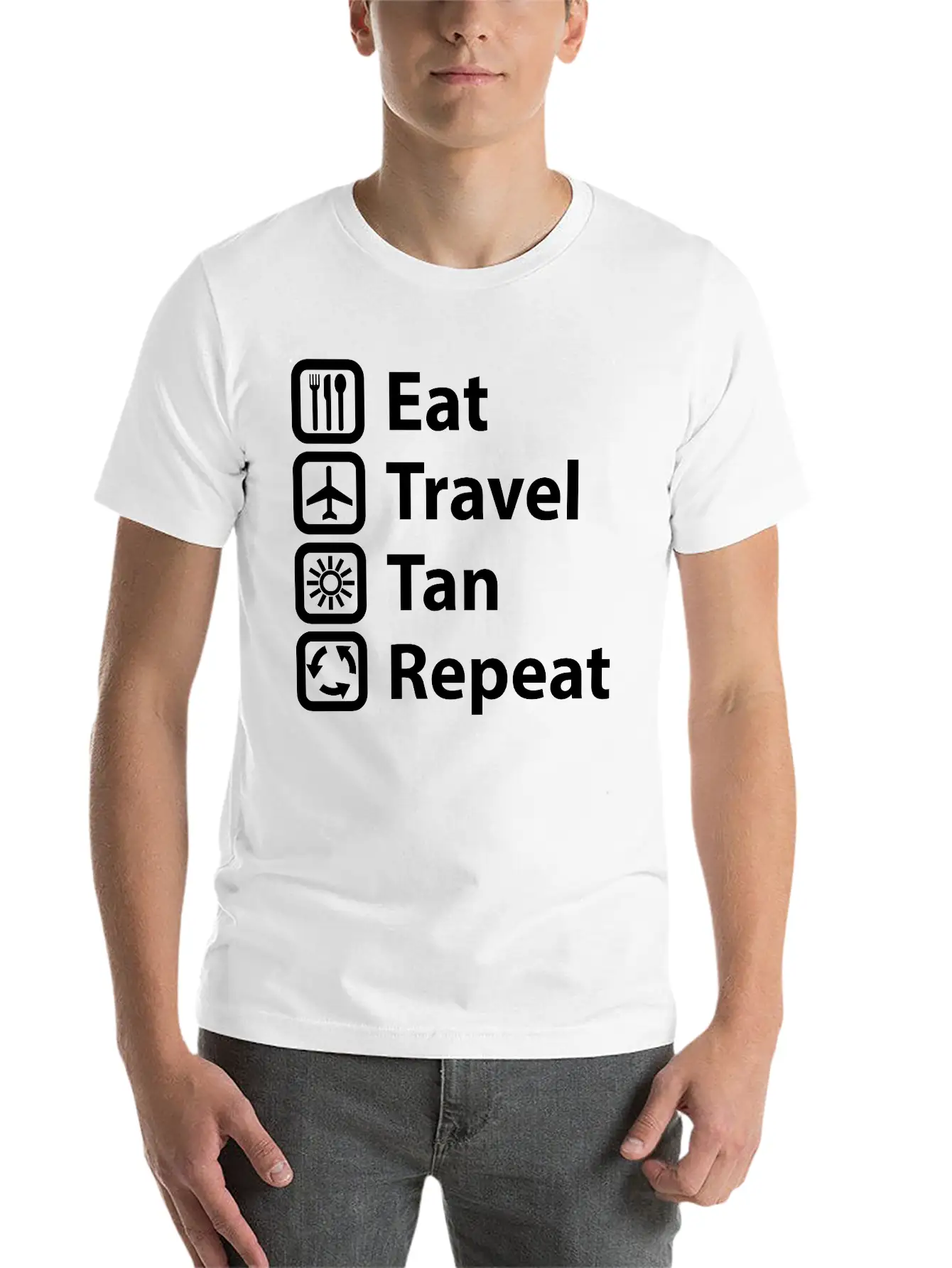 Eat Travel Tan Repeat Classic Cotton Tee – Unisex Comfort For Any Season