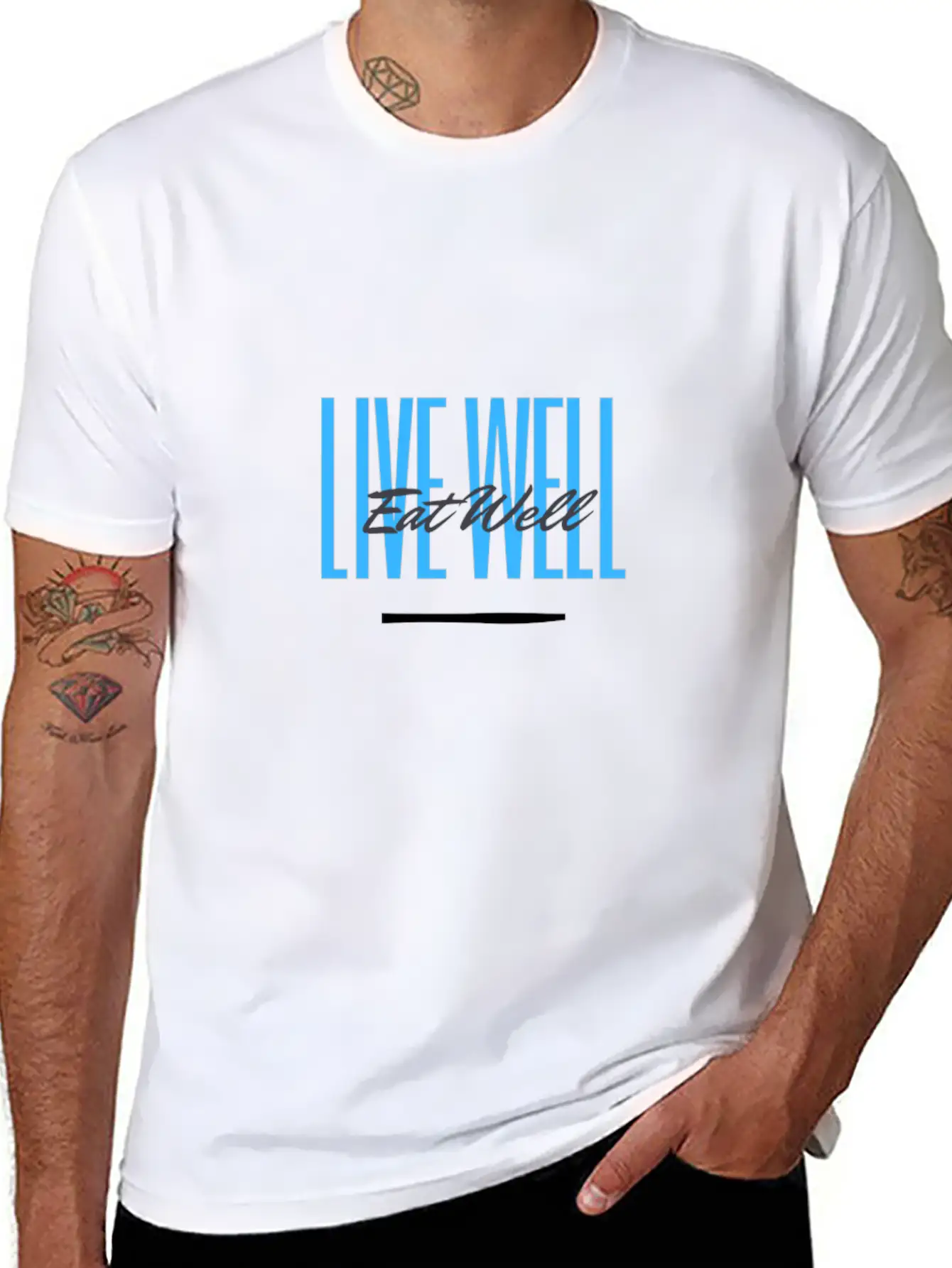 Eat Well Live Well Basic Graphic T-Shirt – Daily Comfort In Soft Cotton