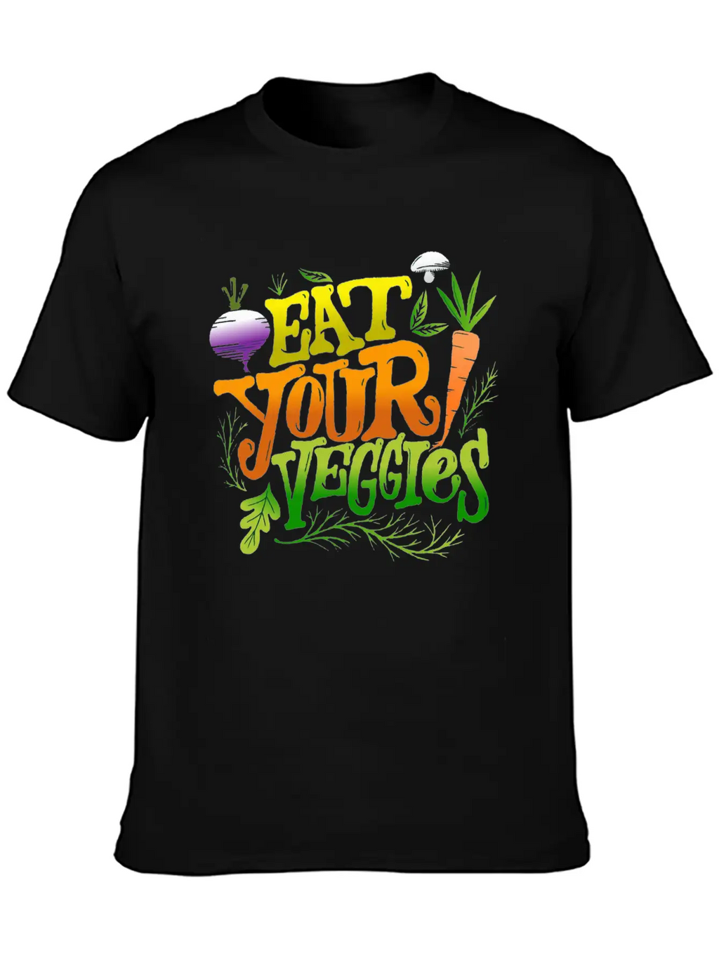 Eat Your Veggies Lettering Essential Cotton Tee For Daily Outfits – Unisex Style