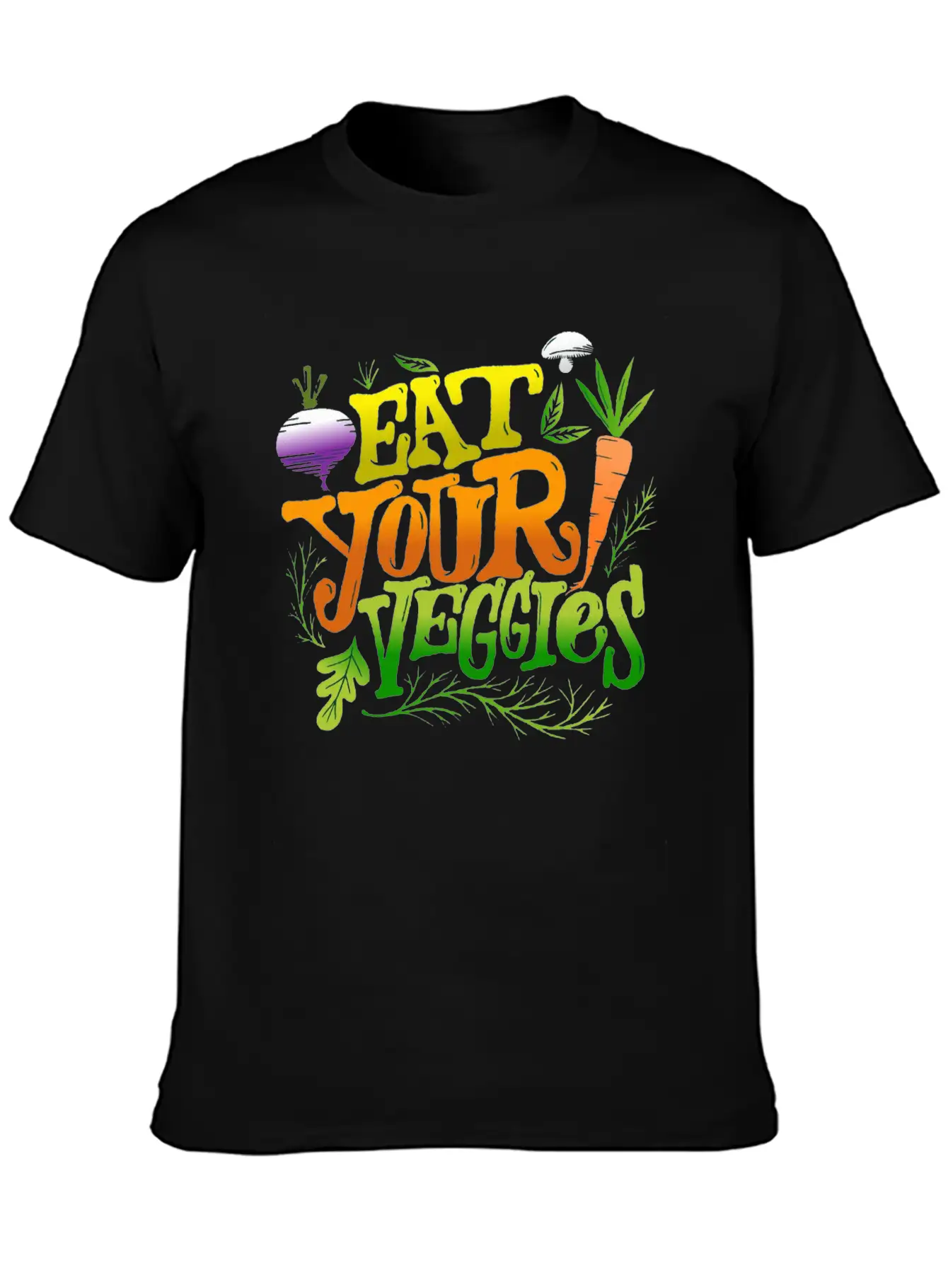 Eat Your Veggies Lettering Essential Cotton Tee For Daily Outfits – Unisex Style