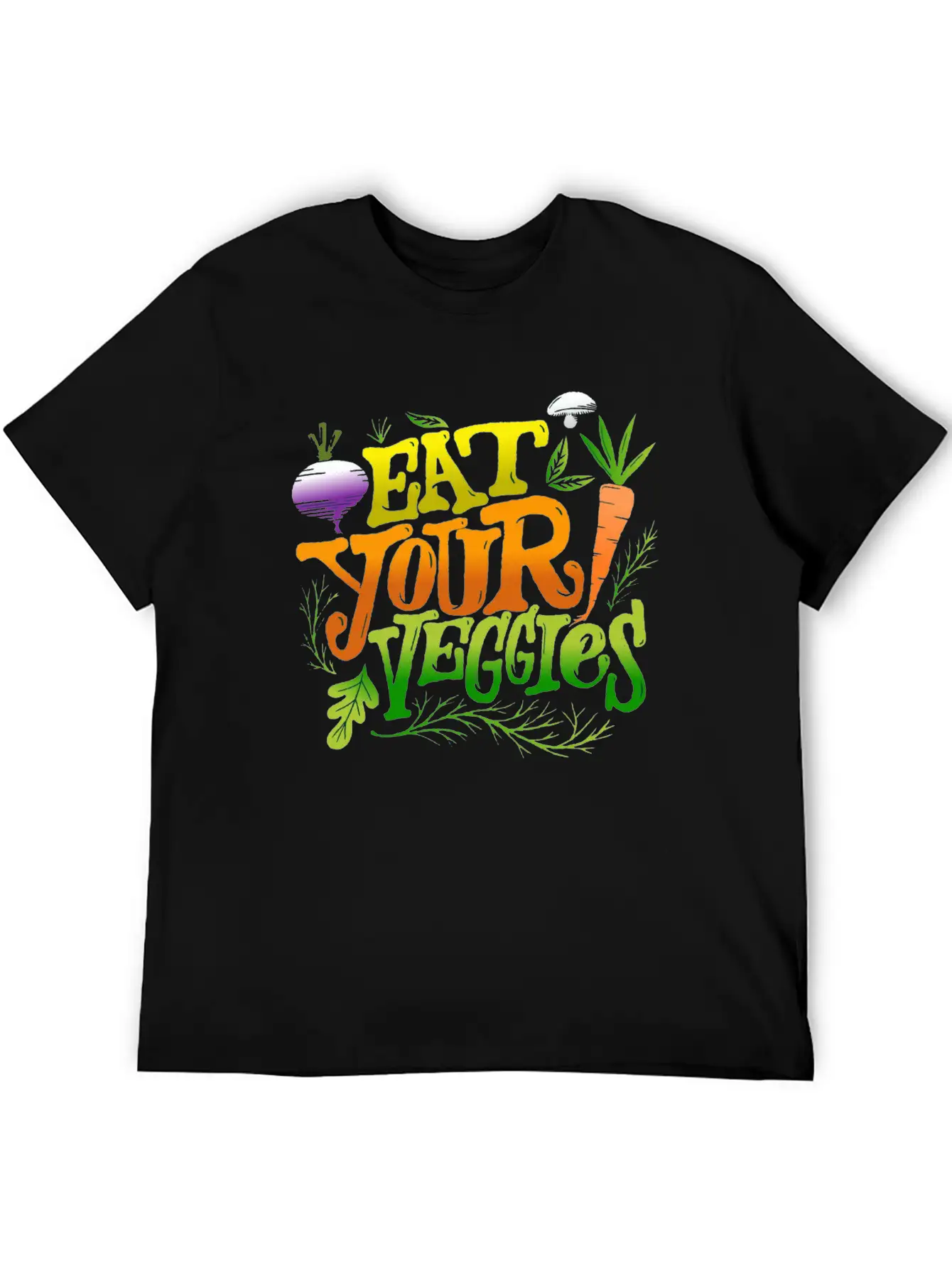 Eat Your Veggies Lettering Essential Cotton Tee For Daily Outfits – Unisex Style