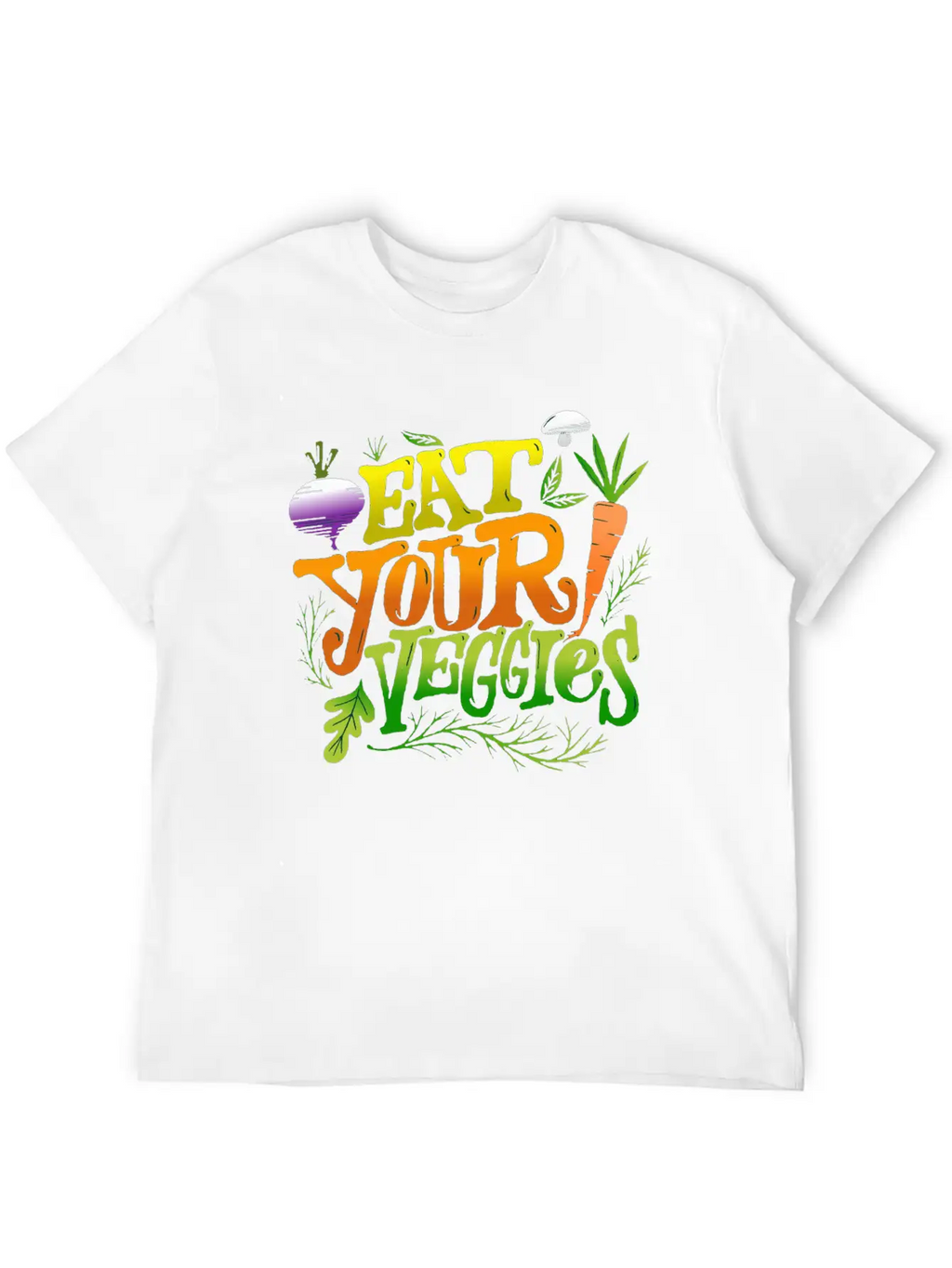 Eat Your Veggies Lettering Essential Cotton Tee For Daily Outfits – Unisex Style