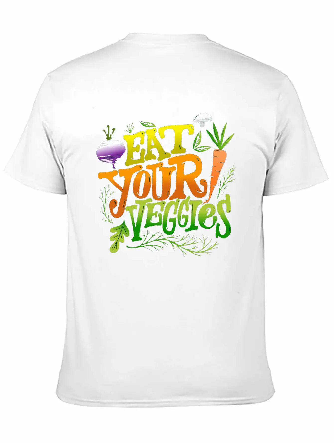 Eat Your Veggies Lettering Essential Cotton Tee For Daily Outfits – Unisex Style