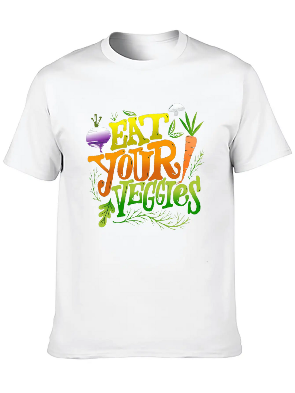 Eat Your Veggies Lettering Essential Cotton Tee For Daily Outfits – Unisex Style