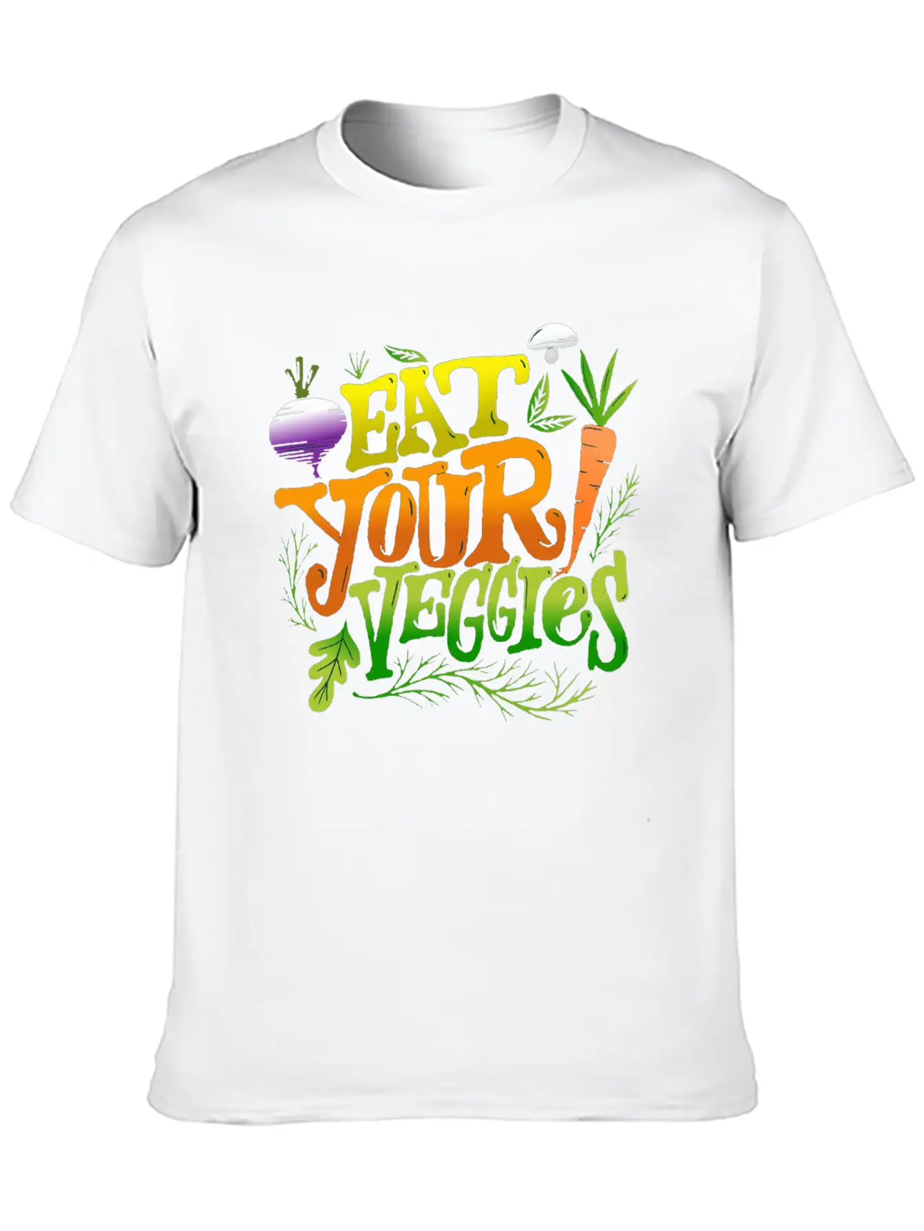 Eat Your Veggies Lettering Essential Cotton Tee For Daily Outfits – Unisex Style