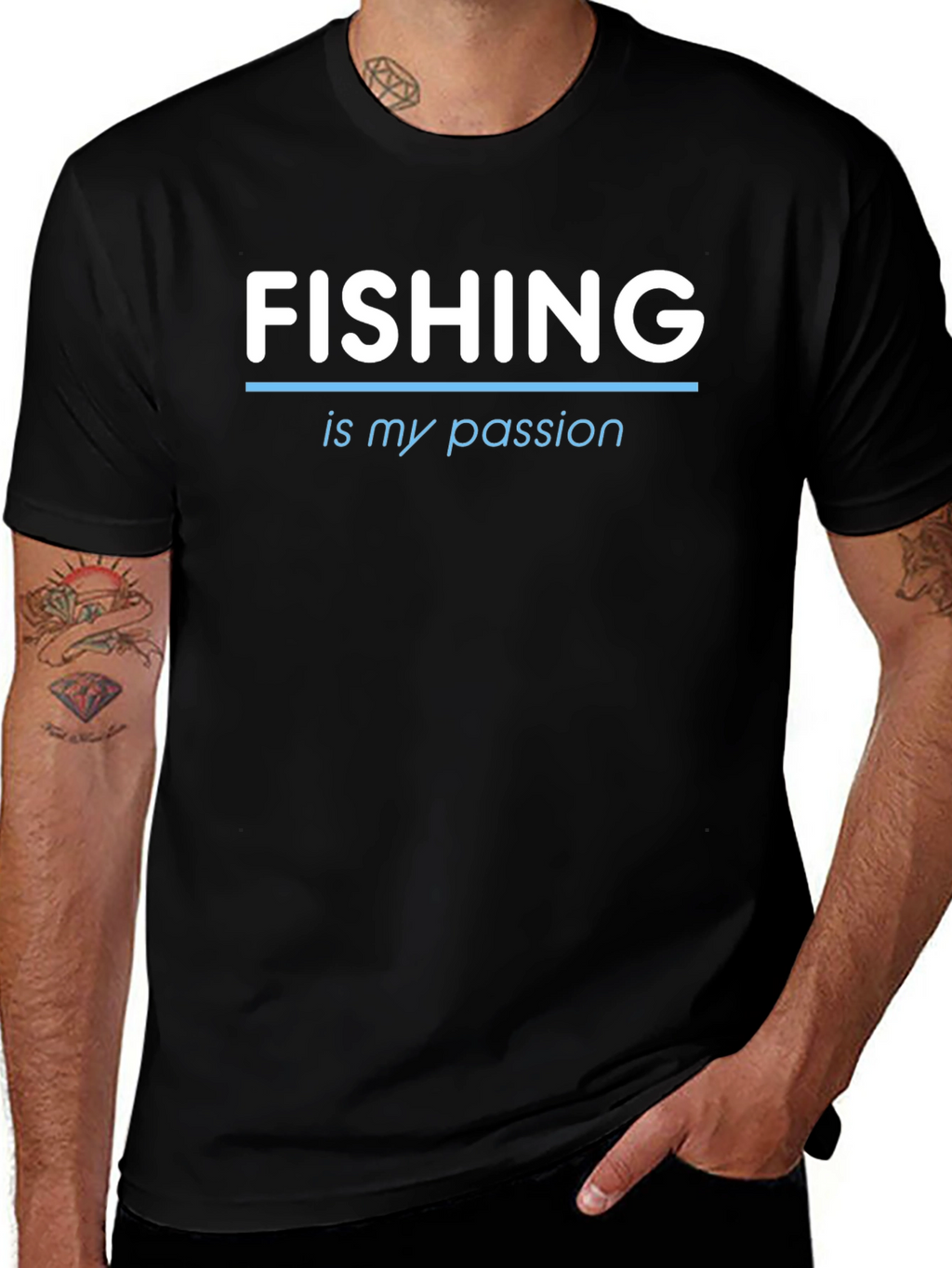 Fishing is My Passion Tee - Black Crew Neck