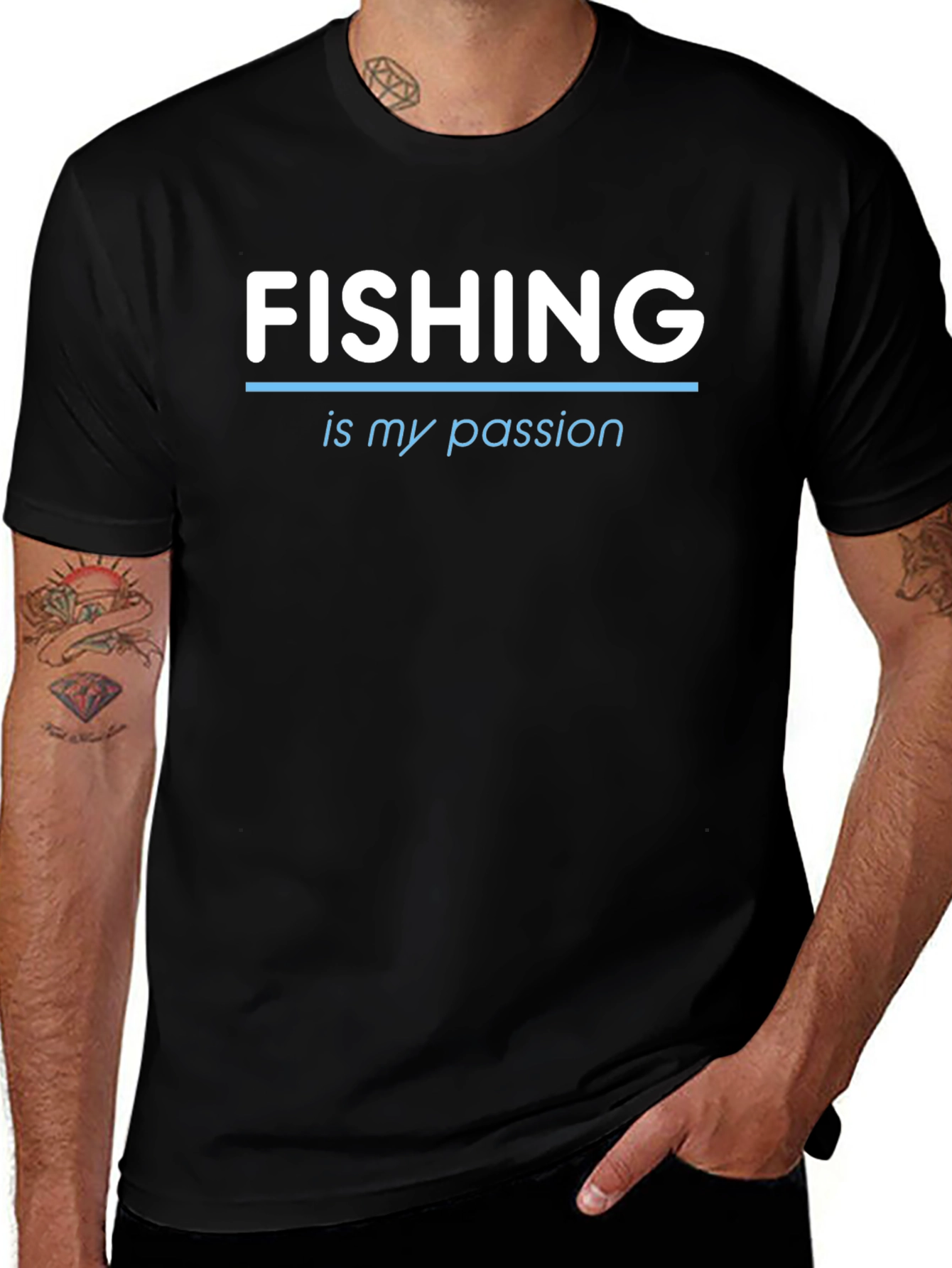 Fishing is My Passion Tee - Black Crew Neck