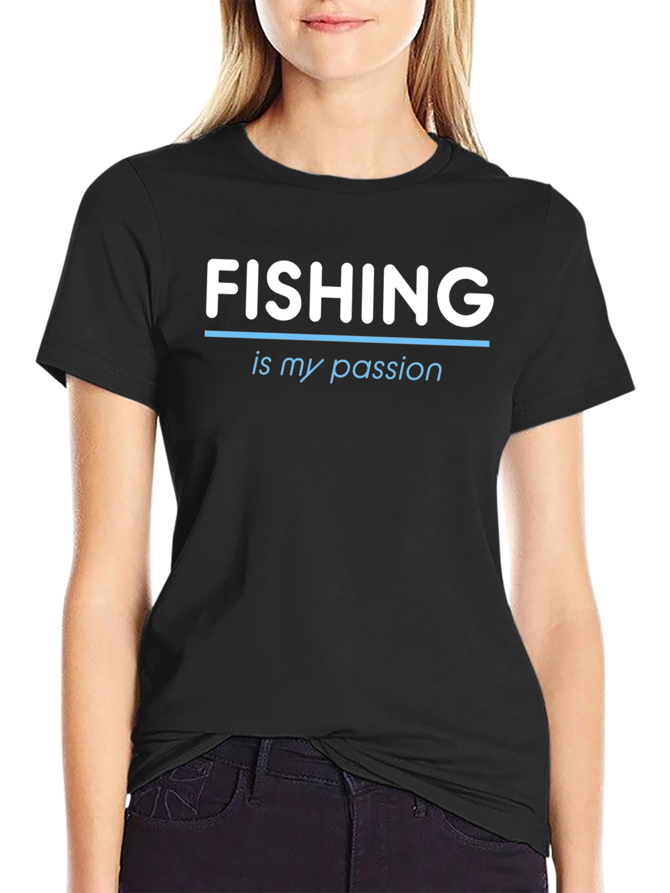 Fishing is My Passion Tee - Black Crew Neck