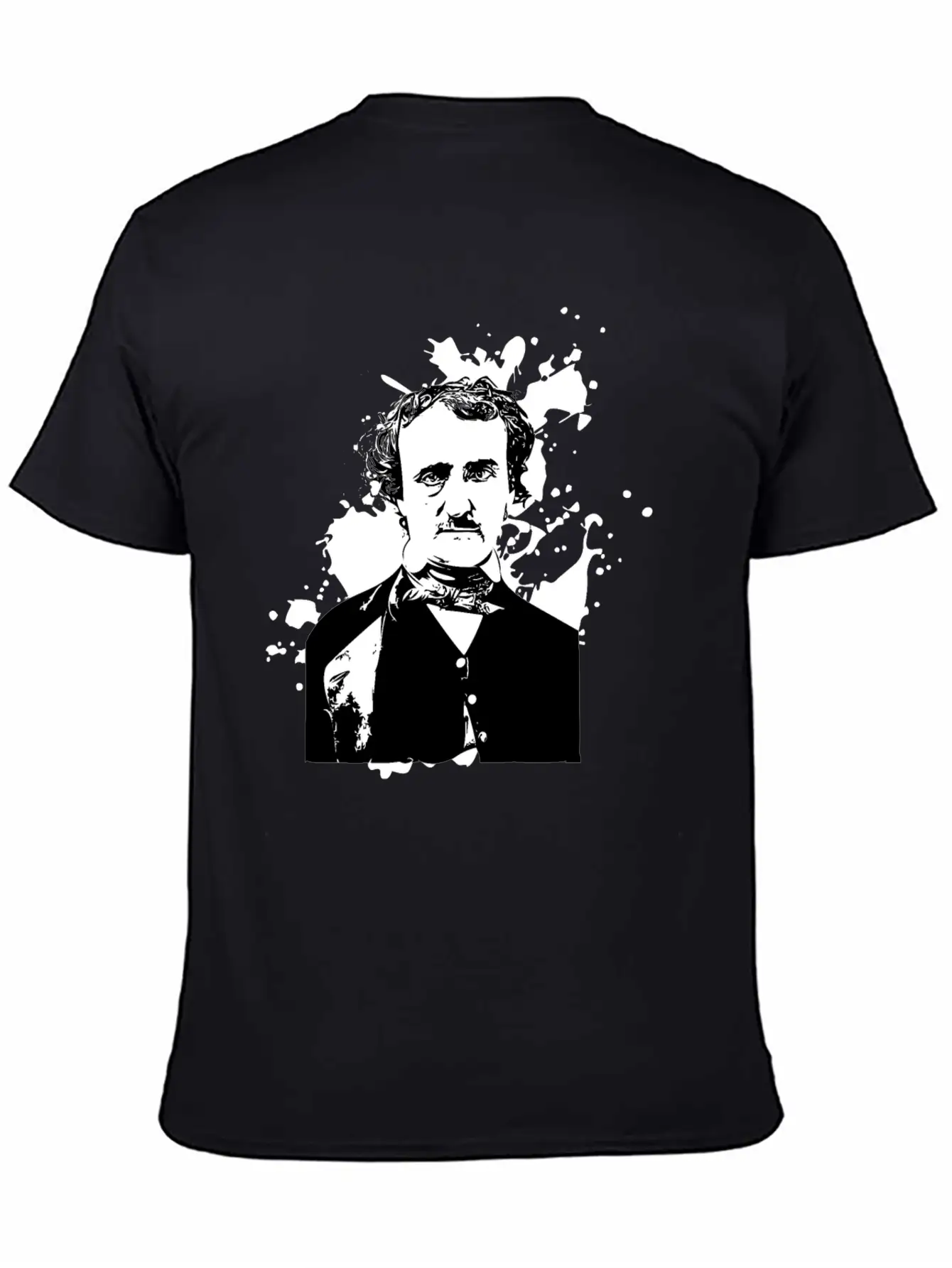 Edgar Allan Poe Splatter Background Basic Graphic T-Shirt – Daily Comfort In Soft Cotton