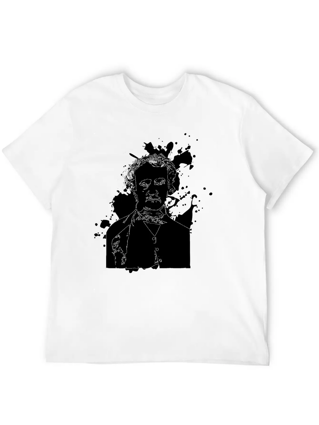 Edgar Allan Poe Splatter Background Basic Graphic T-Shirt – Daily Comfort In Soft Cotton