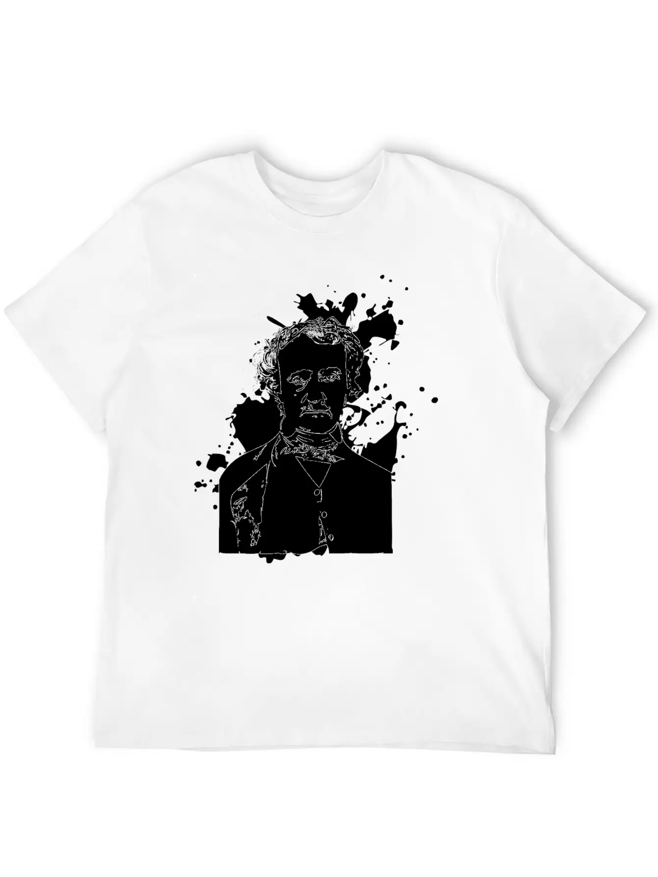 Edgar Allan Poe Splatter Background Basic Graphic T-Shirt – Daily Comfort In Soft Cotton