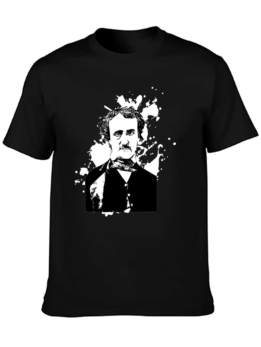 Edgar Allan Poe Splatter Background Basic Graphic T-Shirt – Daily Comfort In Soft Cotton