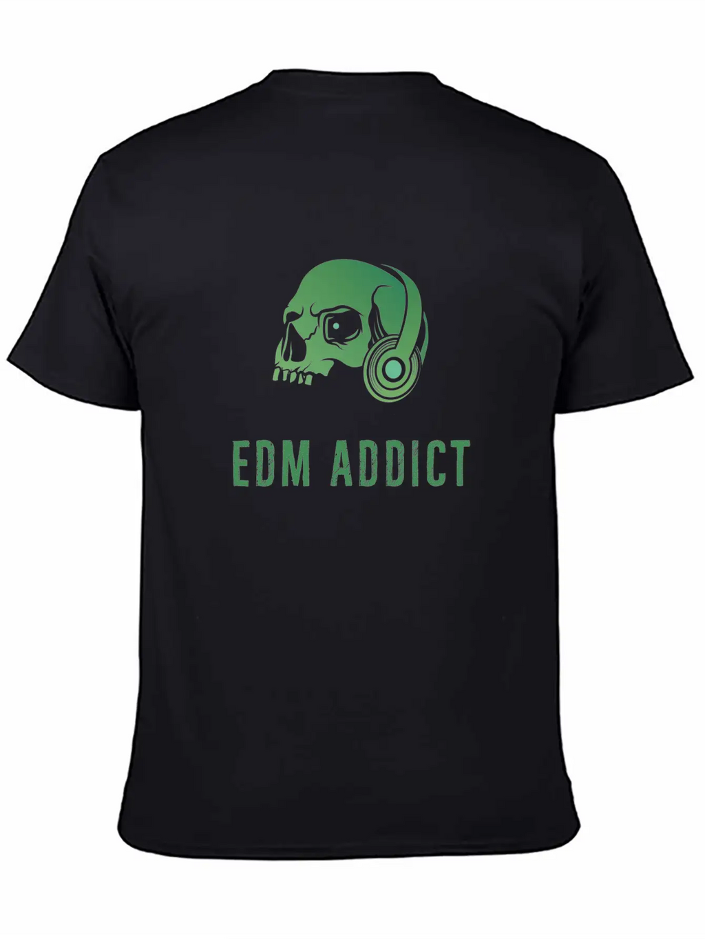 Edm Addict | Green Skull With Headphones Gift Basic Graphic T-Shirt – Daily Comfort In Soft Cotton