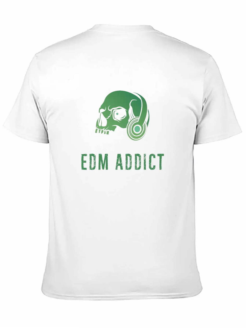 Edm Addict | Green Skull With Headphones Gift Basic Graphic T-Shirt – Daily Comfort In Soft Cotton