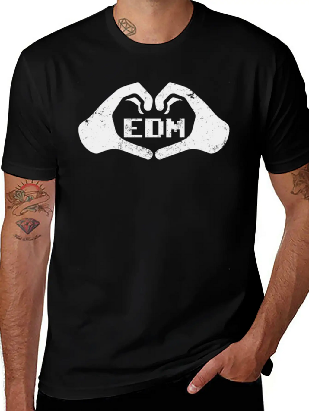 Edm Rave Hands Forming Heart Love Techno Gift Breathable Soft Cotton T-Shirt – Timeless Casual Look
