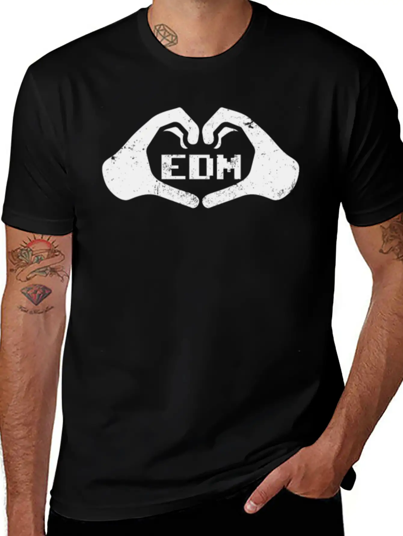Edm Rave Hands Forming Heart Love Techno Gift Breathable Soft Cotton T-Shirt – Timeless Casual Look