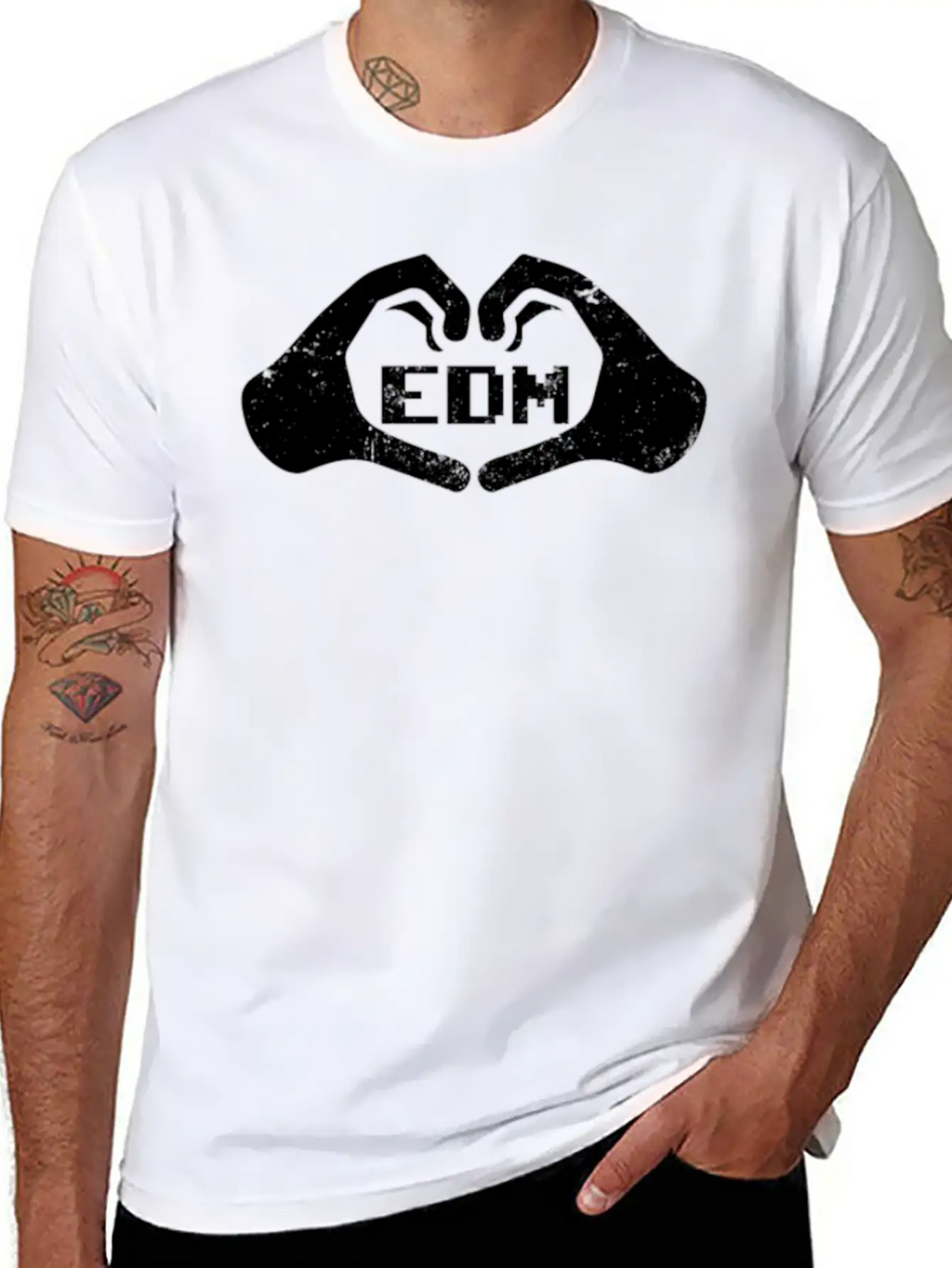 Edm Rave Hands Forming Heart Love Techno Gift Breathable Soft Cotton T-Shirt – Timeless Casual Look