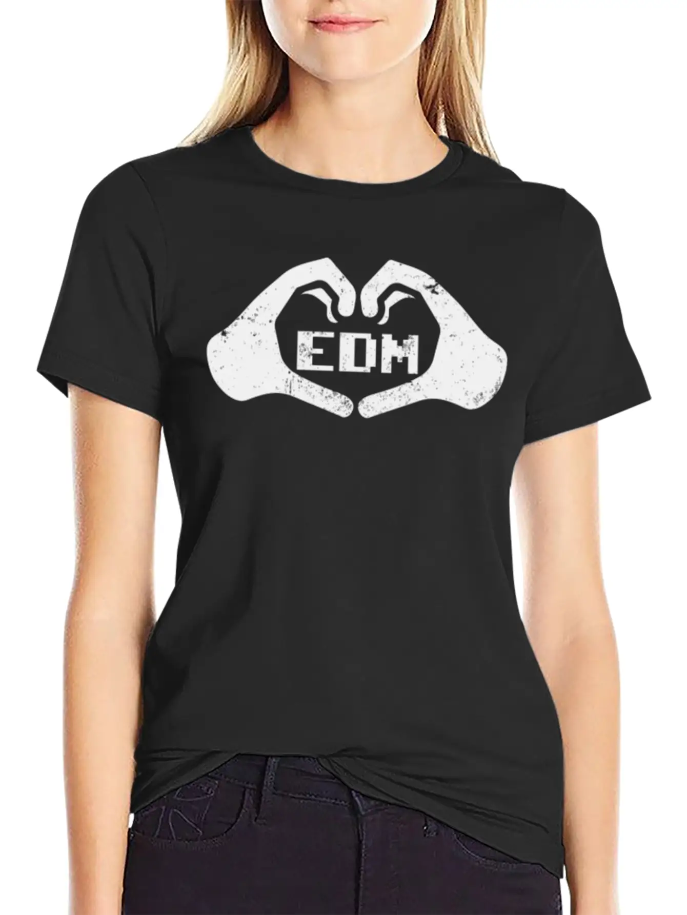 Edm Rave Hands Forming Heart Love Techno Gift Breathable Soft Cotton T-Shirt – Timeless Casual Look
