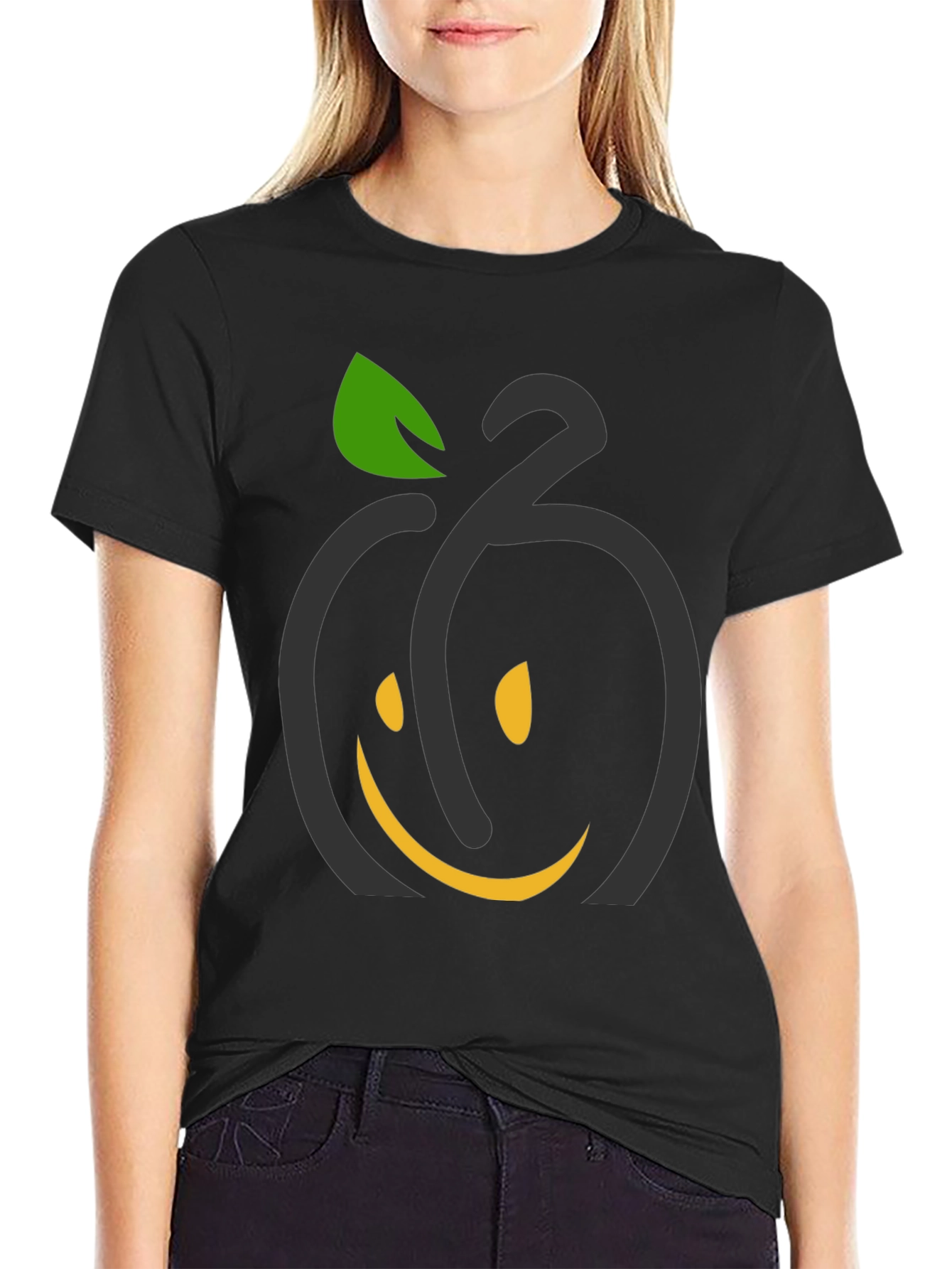 Smiling Fruit Graphic Tee - Black
