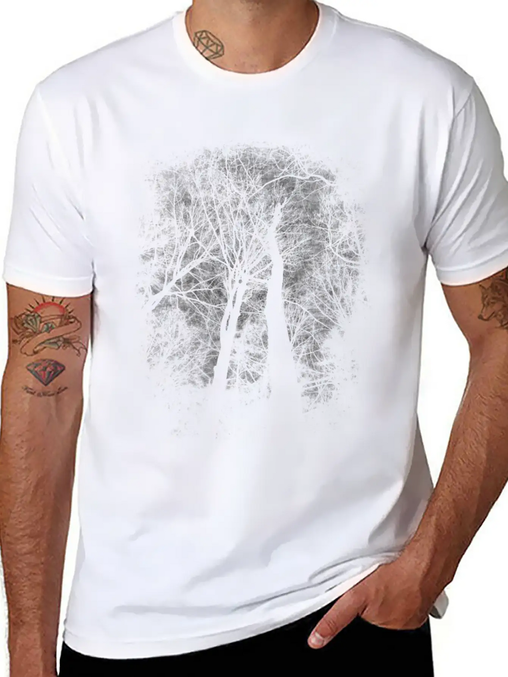 Eerie Trees Breathable Soft Cotton T-Shirt – Timeless Casual Look
