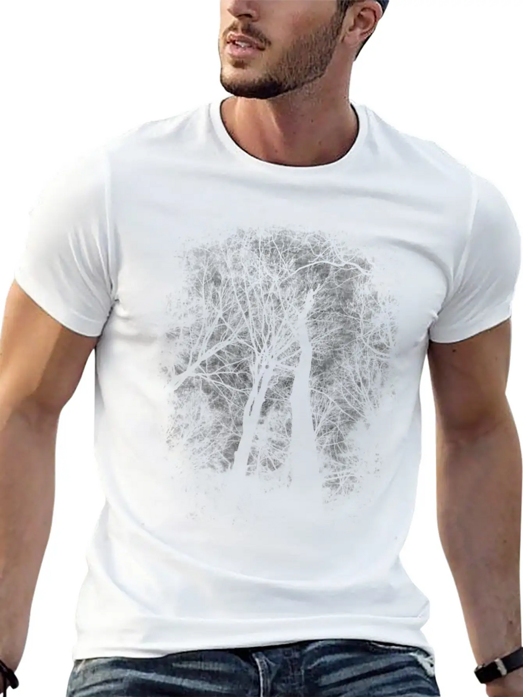 Eerie Trees Breathable Soft Cotton T-Shirt – Timeless Casual Look