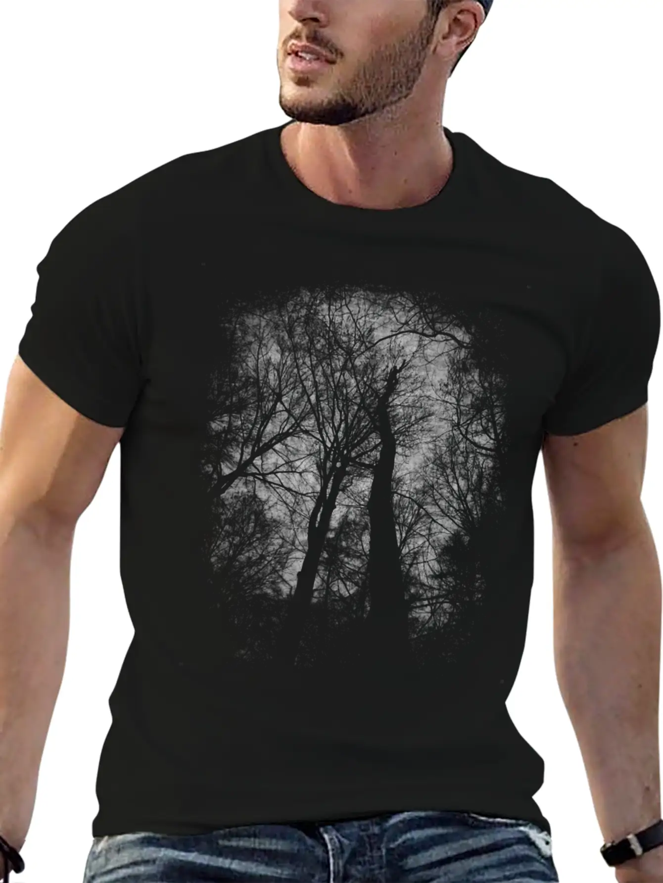 Eerie Trees Breathable Soft Cotton T-Shirt – Timeless Casual Look
