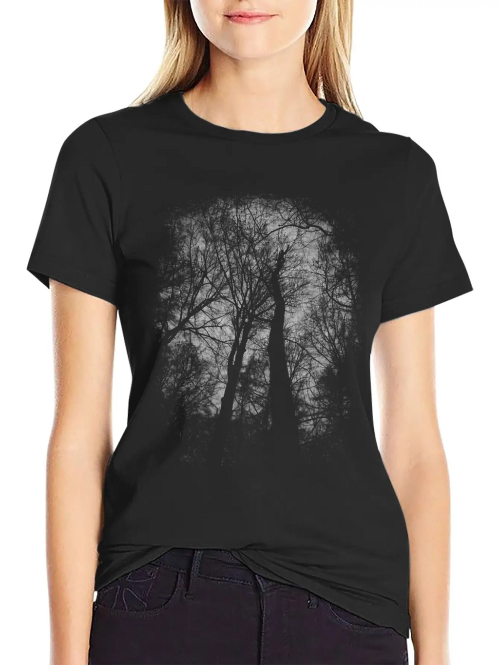 Eerie Trees Breathable Soft Cotton T-Shirt – Timeless Casual Look