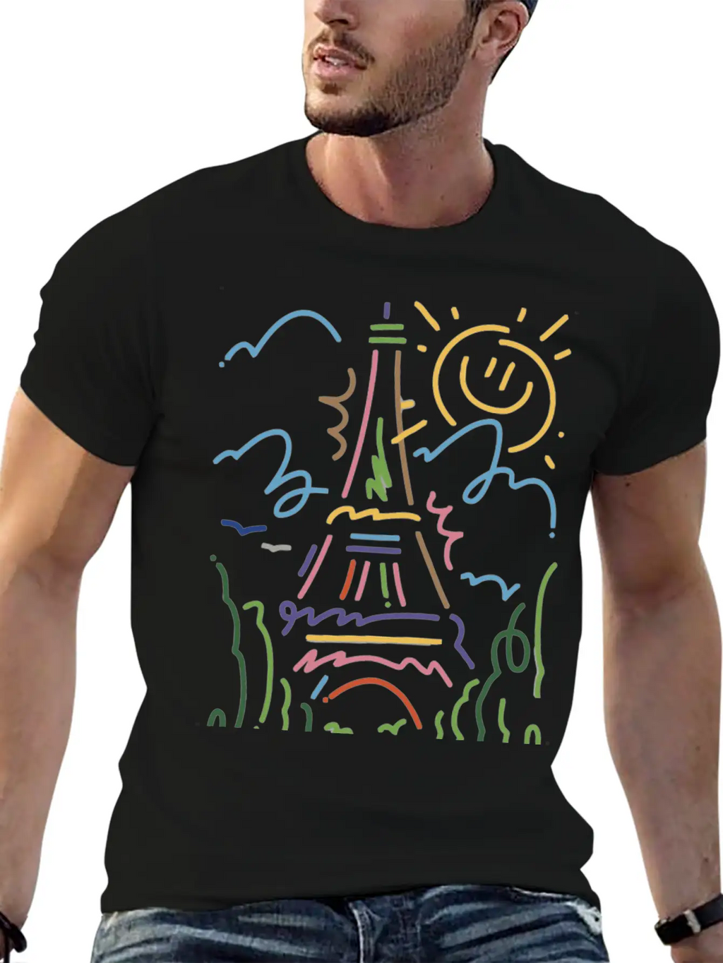 Eiffel Tower Paris Hand Painted Paris France Essential Cotton Tee For Daily Outfits – Unisex Style
