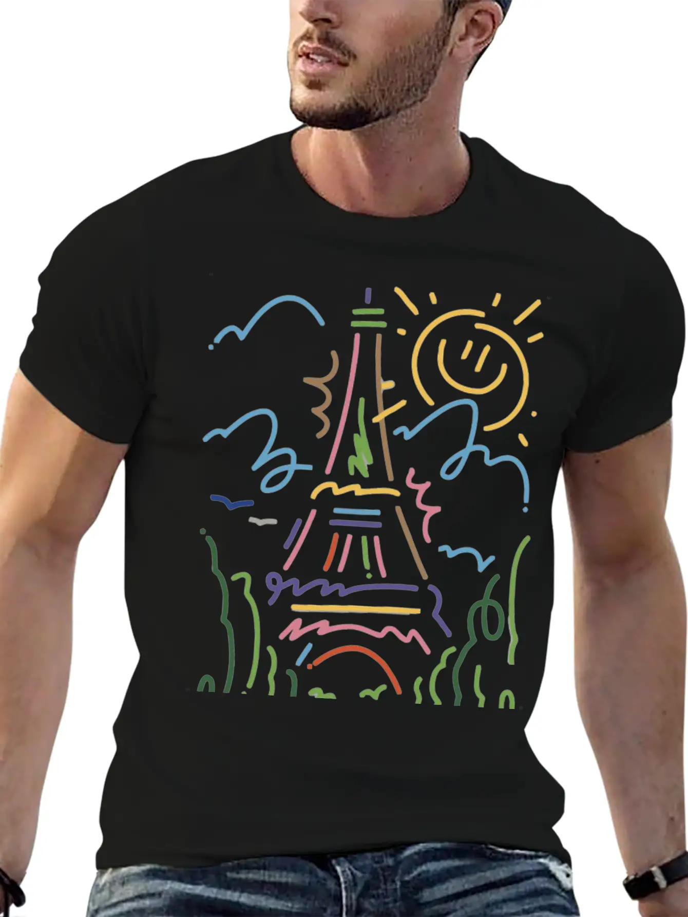 Eiffel Tower Paris Hand Painted Paris France Essential Cotton Tee For Daily Outfits – Unisex Style