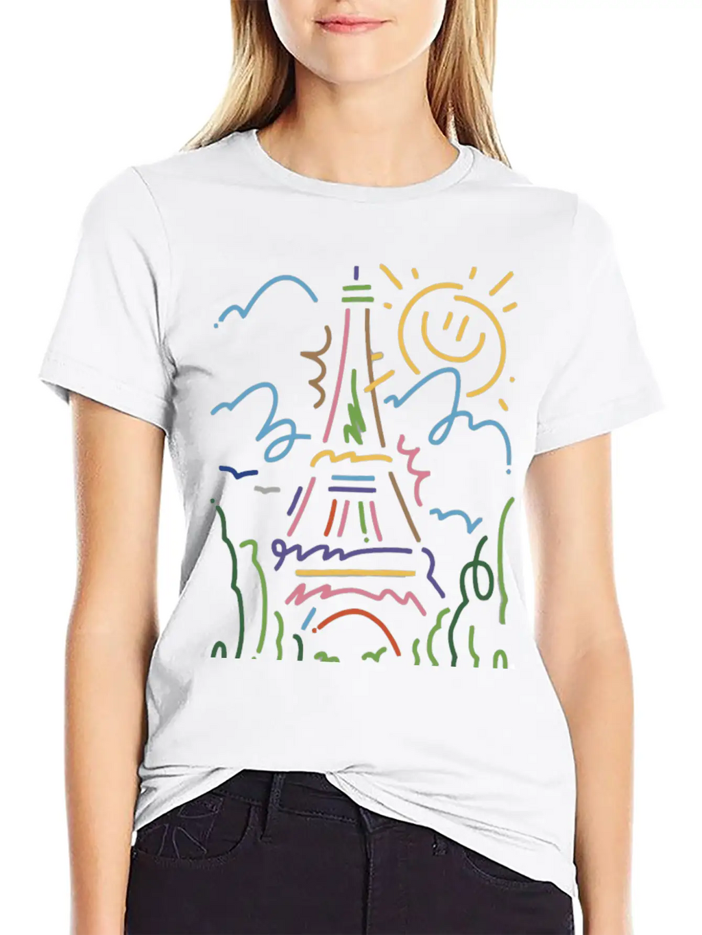 Eiffel Tower Paris Hand Painted Paris France Essential Cotton Tee For Daily Outfits – Unisex Style