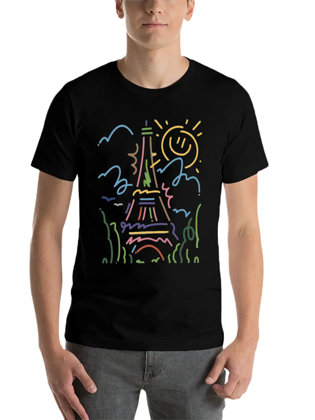 Eiffel Tower Paris Hand Painted Paris France Essential Cotton Tee For Daily Outfits – Unisex Style