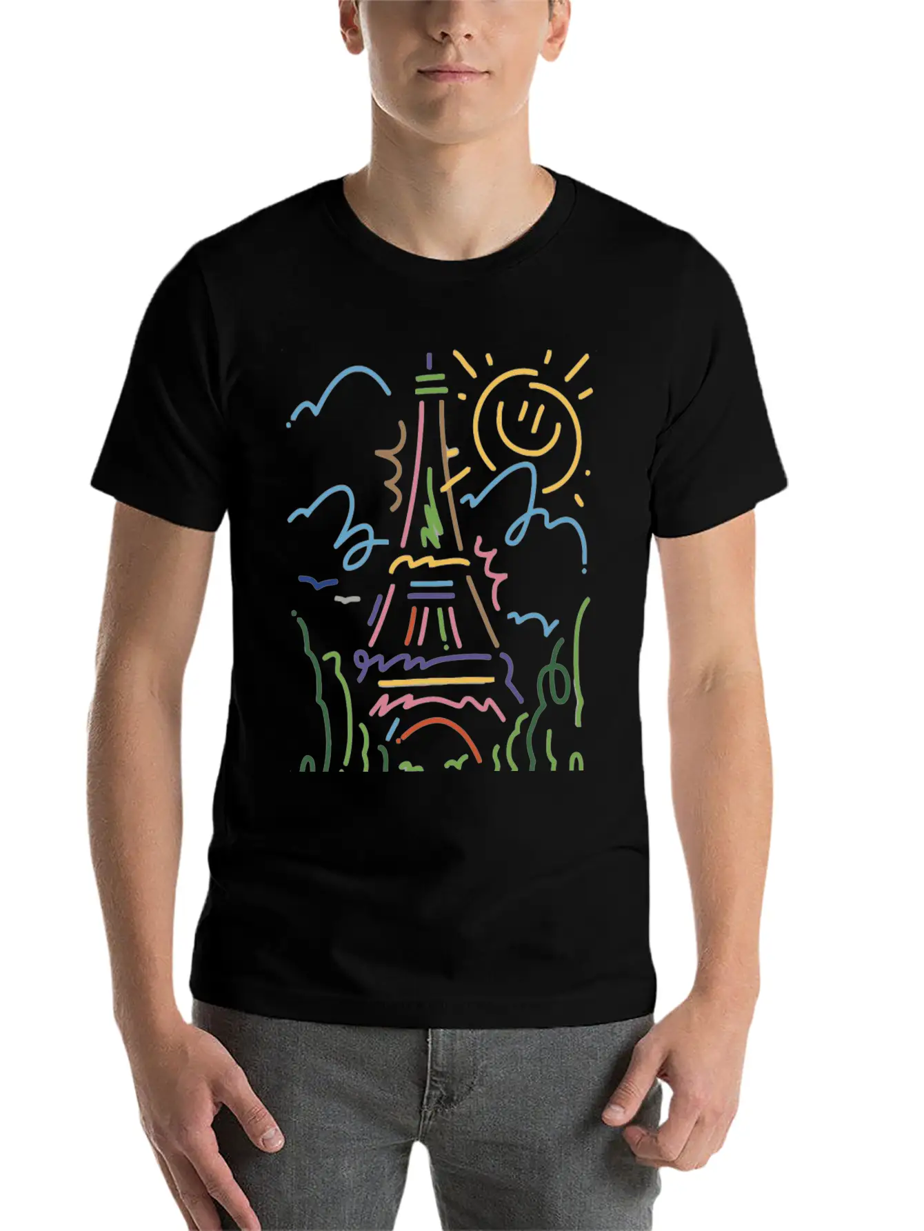 Eiffel Tower Paris Hand Painted Paris France Essential Cotton Tee For Daily Outfits – Unisex Style