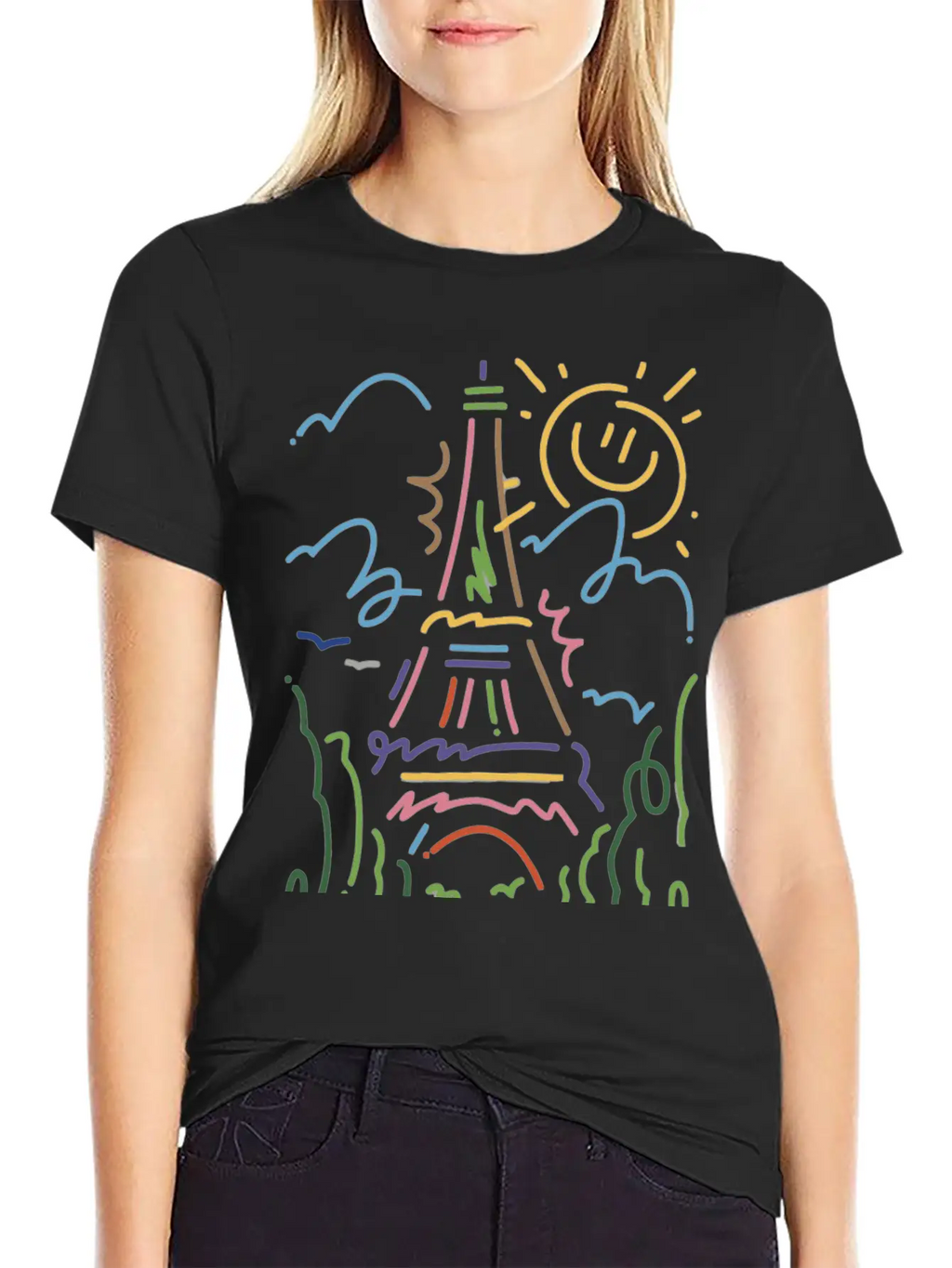 Eiffel Tower Paris Hand Painted Paris France Essential Cotton Tee For Daily Outfits – Unisex Style
