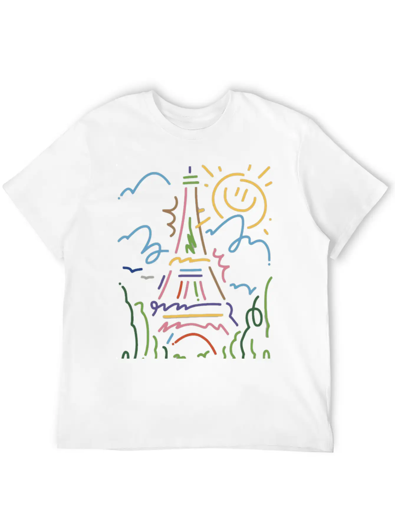 Eiffel Tower Paris Hand Painted Paris France Essential Cotton Tee For Daily Outfits – Unisex Style