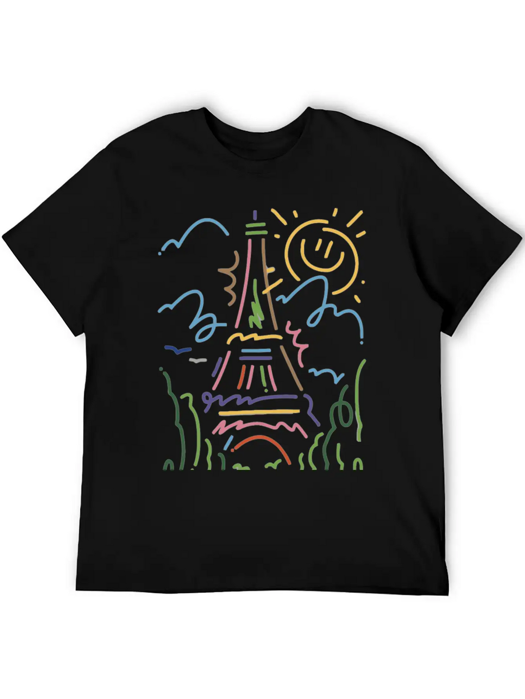 Eiffel Tower Paris Hand Painted Paris France Essential Cotton Tee For Daily Outfits – Unisex Style