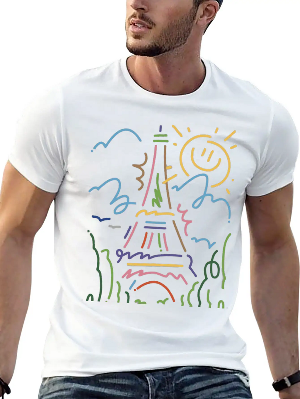 Eiffel Tower Paris Hand Painted Paris France Essential Cotton Tee For Daily Outfits – Unisex Style