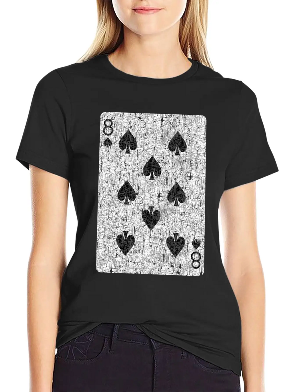 Eight Of Spades Playing Card Timeless Short Sleeve Tee – Comfy And Minimalist Design