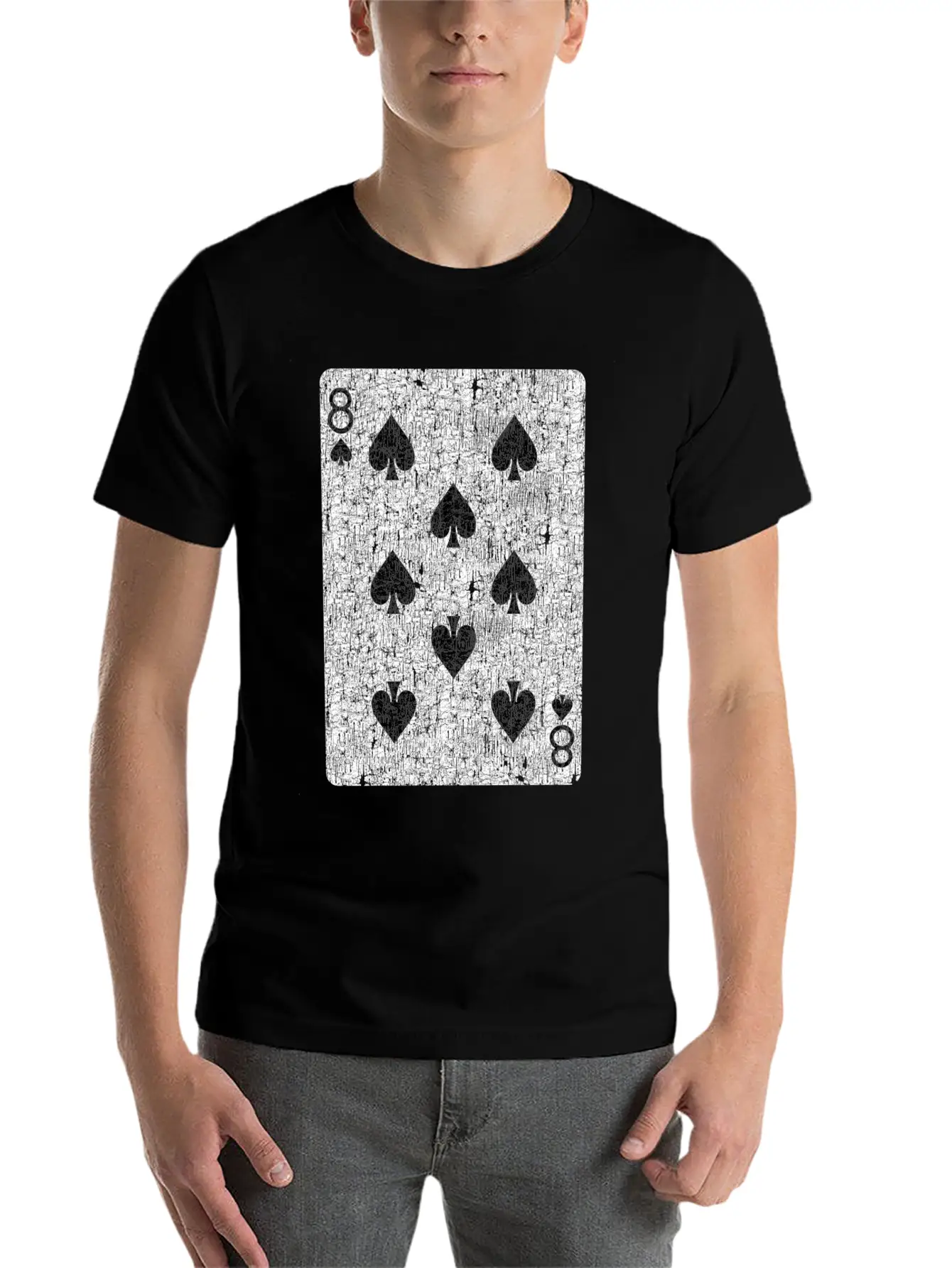 Eight Of Spades Playing Card Timeless Short Sleeve Tee – Comfy And Minimalist Design