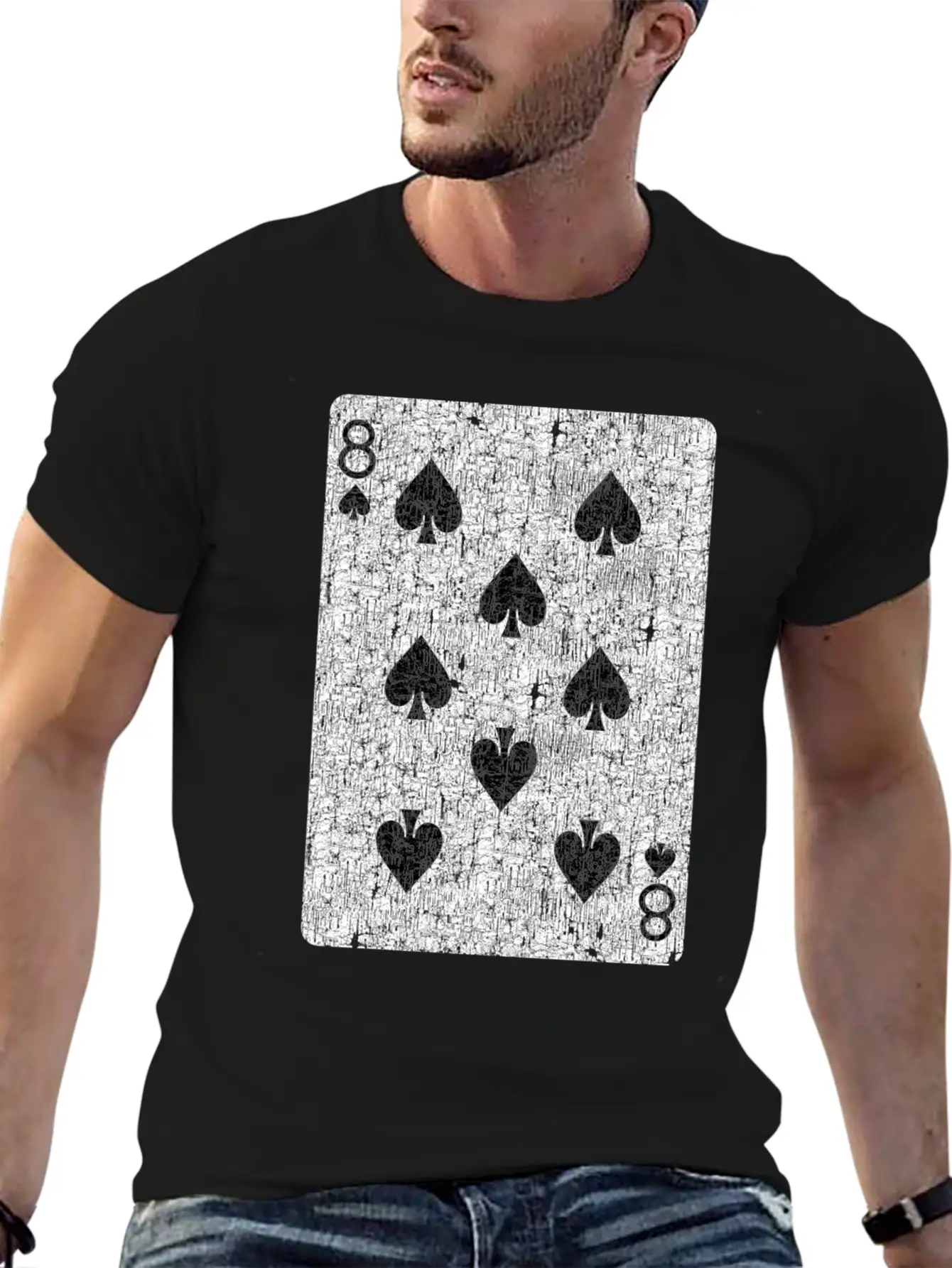 Eight Of Spades Playing Card Timeless Short Sleeve Tee – Comfy And Minimalist Design