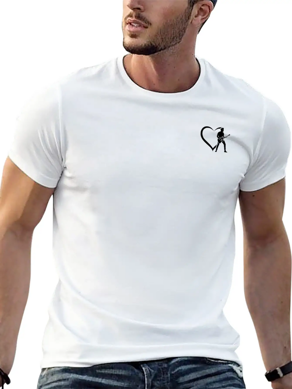 Electric Guitar Player Guitar Heart Bass Guitar Pl Breathable Soft Cotton T-Shirt – Timeless Casual Look