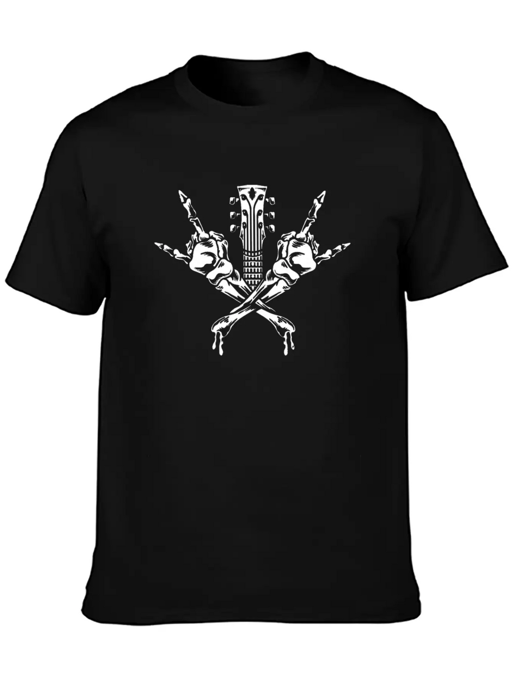 Electric Guitar Rock Horns Basic Graphic T-Shirt – Daily Comfort In Soft Cotton