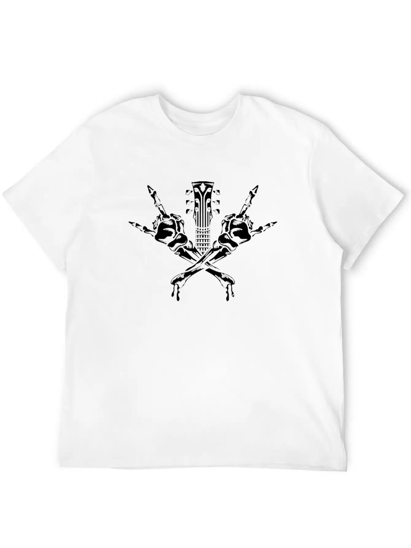 Electric Guitar Rock Horns Basic Graphic T-Shirt – Daily Comfort In Soft Cotton