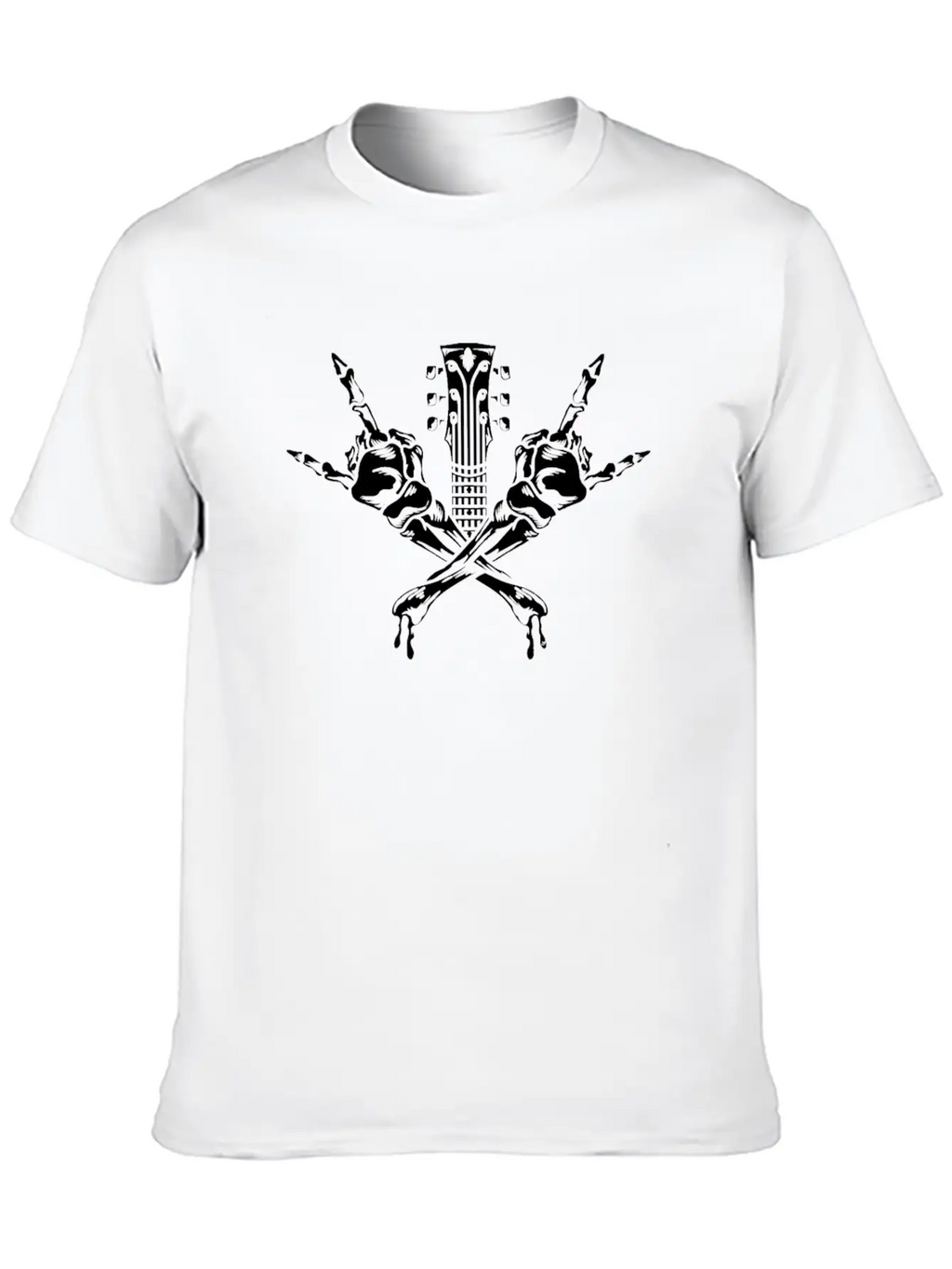 Electric Guitar Rock Horns Basic Graphic T-Shirt – Daily Comfort In Soft Cotton
