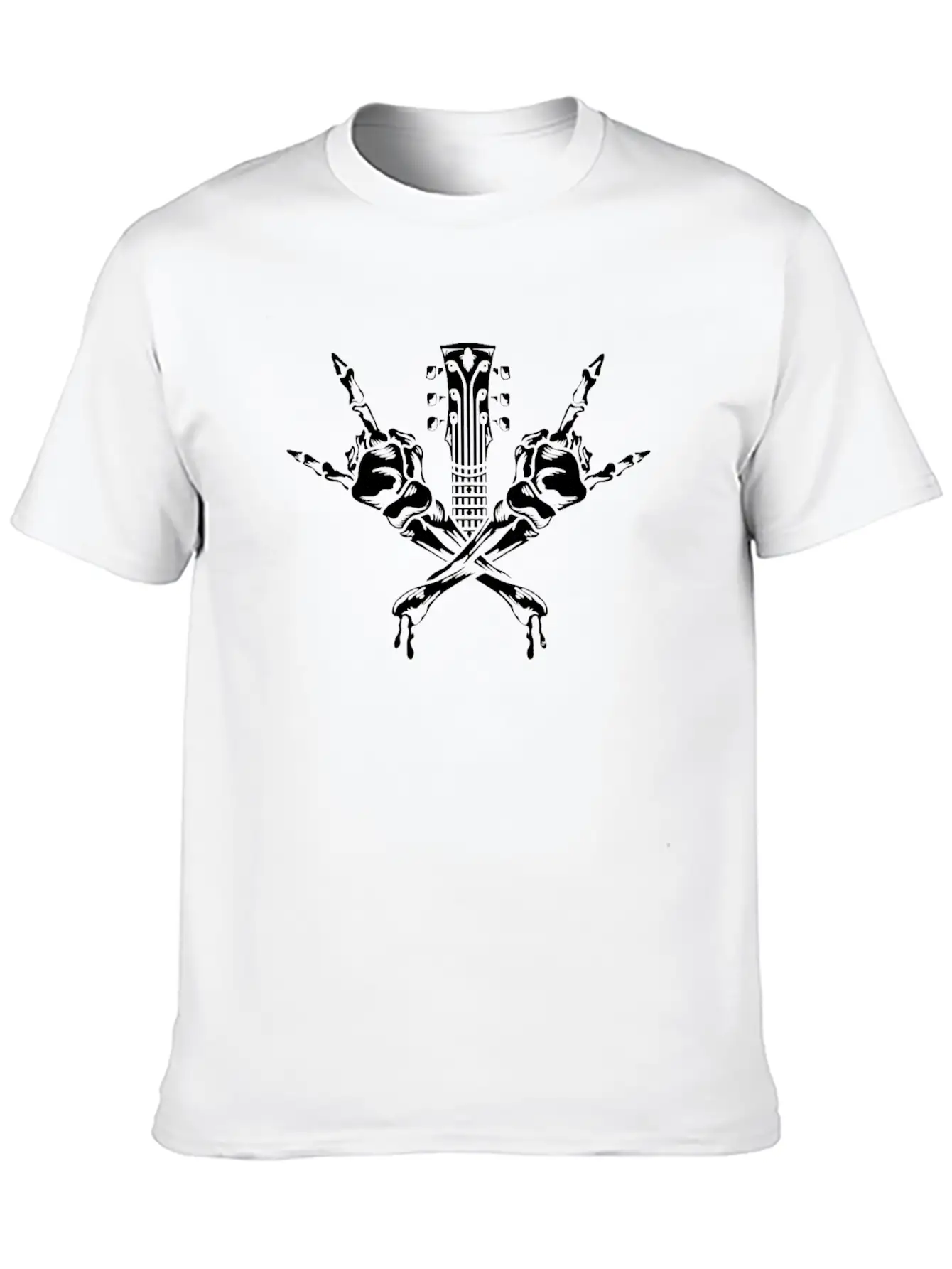 Electric Guitar Rock Horns Basic Graphic T-Shirt – Daily Comfort In Soft Cotton