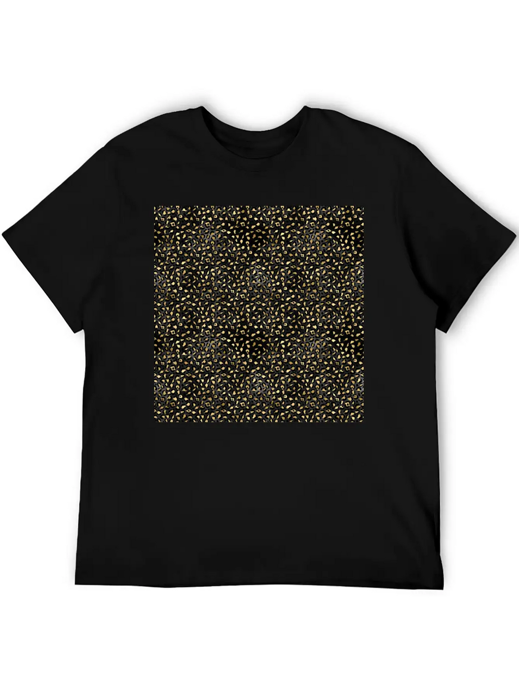 Elegant Black Gold Leopard Pattern Glam Metallic Timeless Short Sleeve Tee – Comfy And Minimalist Design