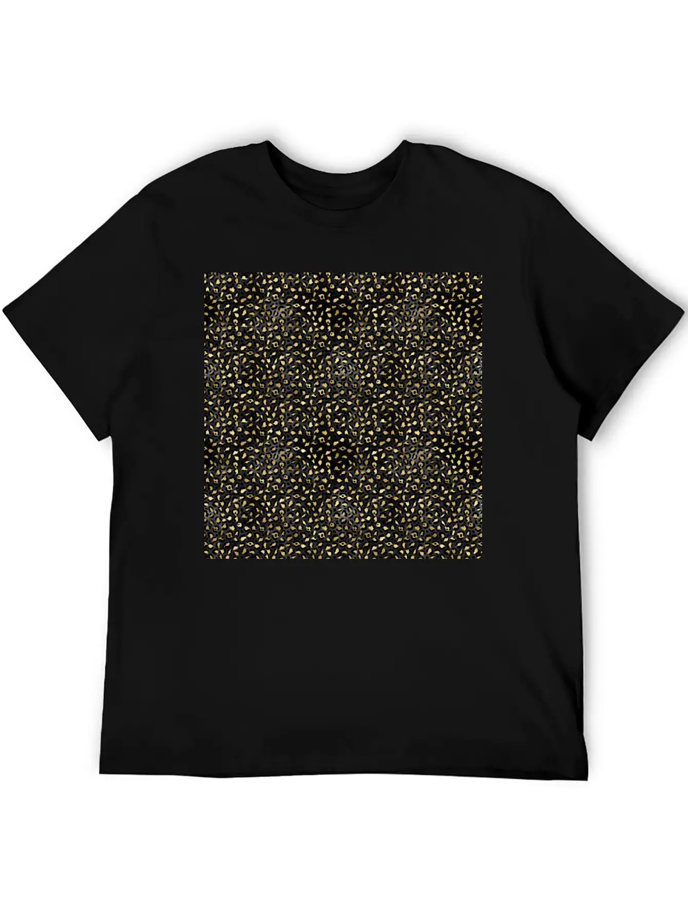 Elegant Black Gold Leopard Pattern Glam Metallic Timeless Short Sleeve Tee – Comfy And Minimalist Design