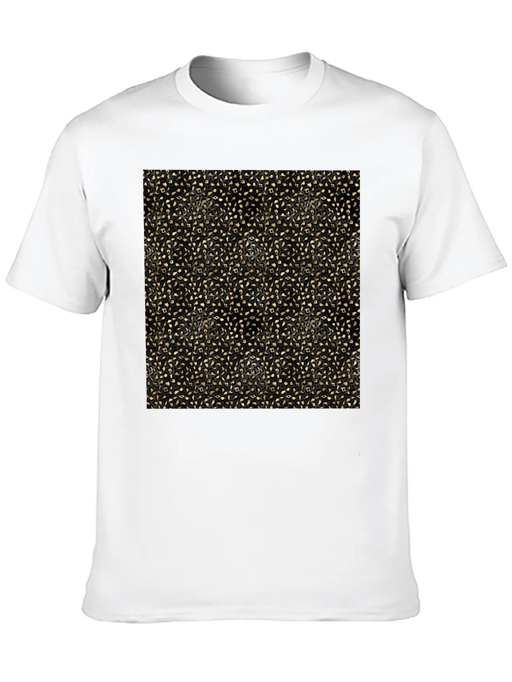 Elegant Black Gold Leopard Pattern Glam Metallic Timeless Short Sleeve Tee – Comfy And Minimalist Design