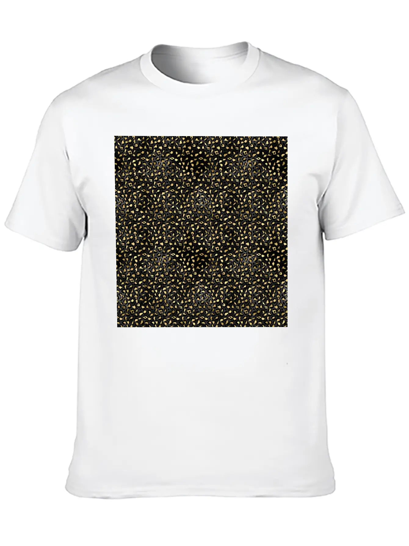 Elegant Black Gold Leopard Pattern Glam Metallic Timeless Short Sleeve Tee – Comfy And Minimalist Design